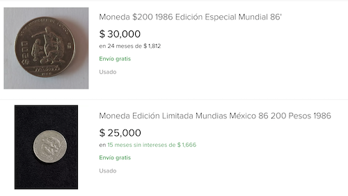 ¿Cuánto vale esta moneda conmemorativa del Mundial México 86?