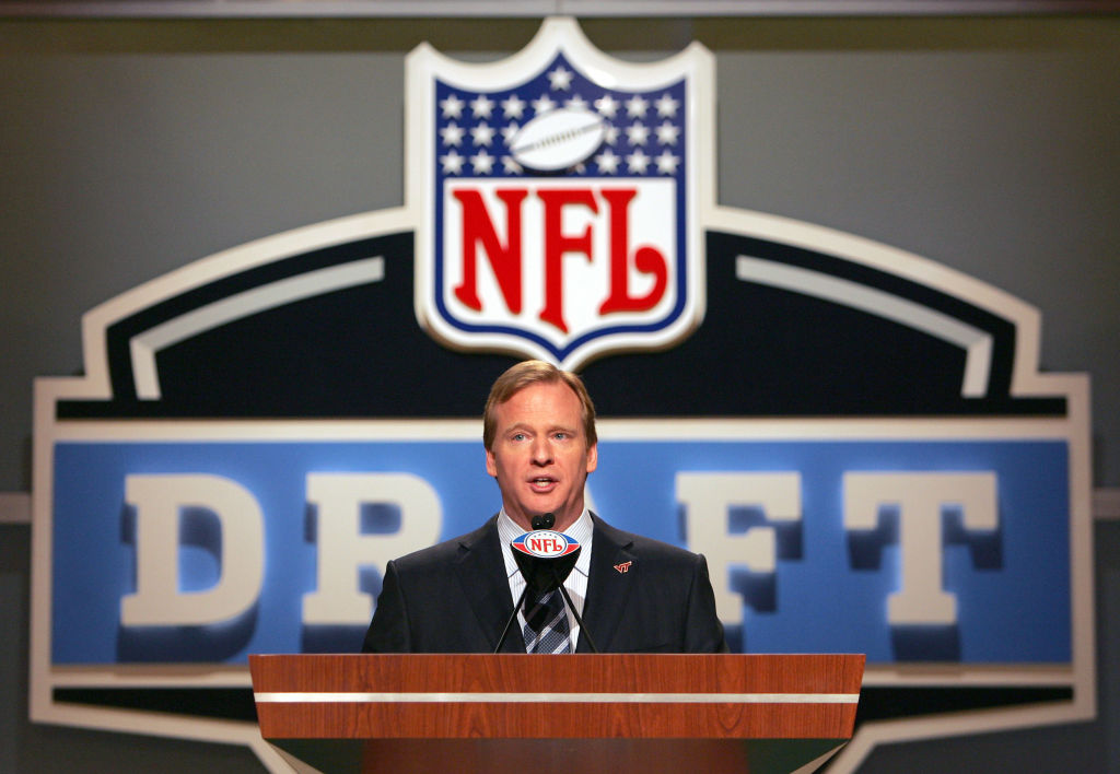 Roger Goodell, commissioner of the NFL, in a Draft