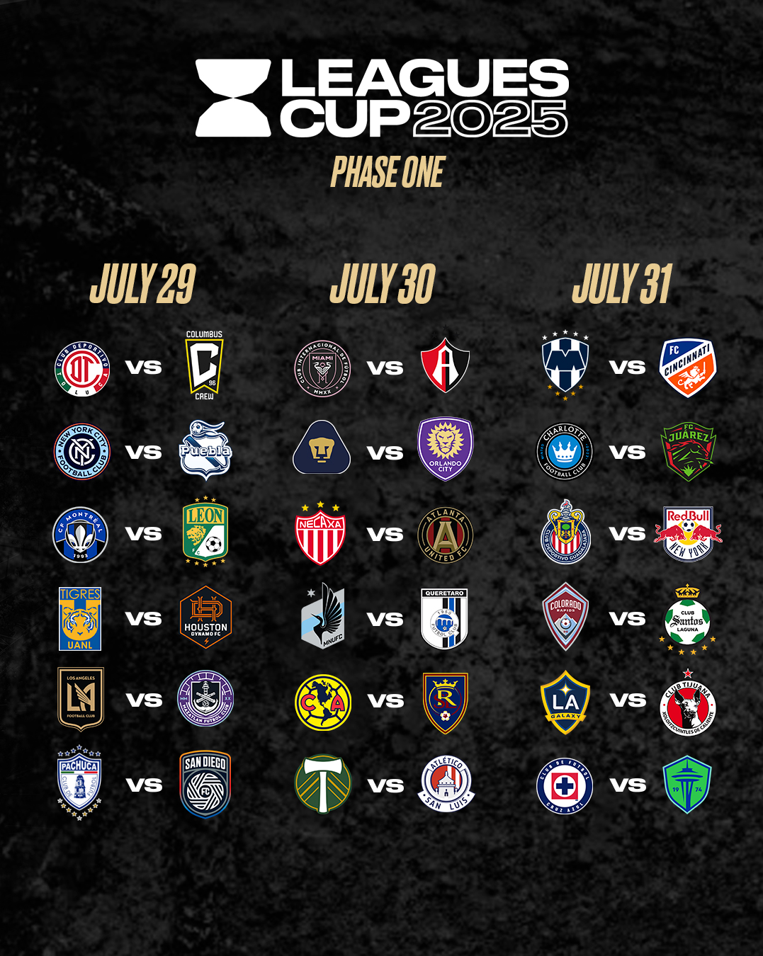 Calendario de la Leagues Cup 2025