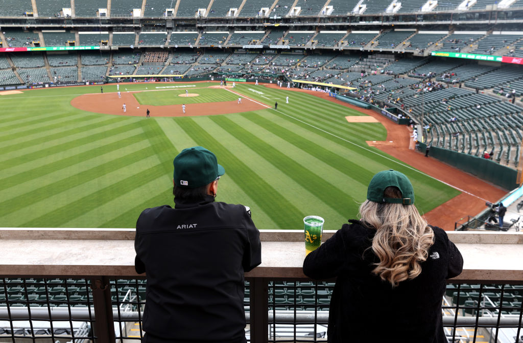 Fans of the Athletics at the Oakland Coliseum