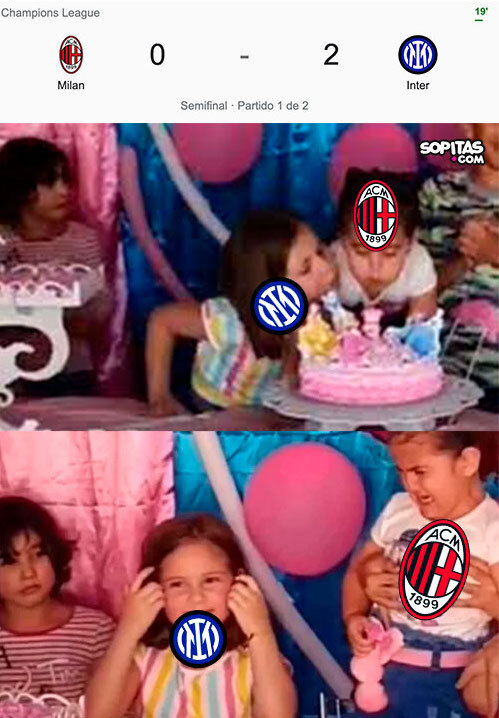 Meme of Inter and Milan in the Champions League