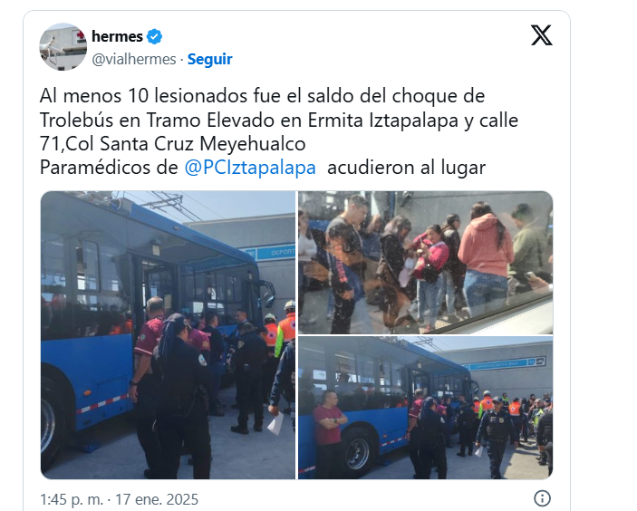 Choque en el Trolebús elevado deja 10 lesionados