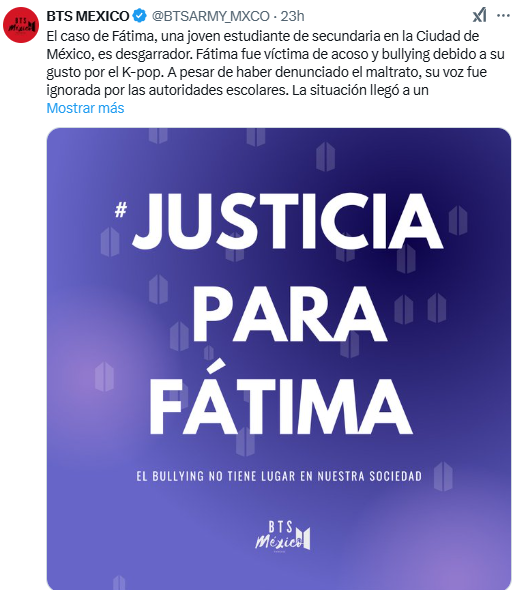 Justicia para Fátima: Niña de 13 años fue arrojada de segundo piso por gustarle el K-Pop