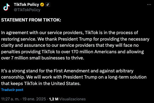 Trump daría a TikTok prórroga de 90 días para evitar ser prohibido en Estados Unidos