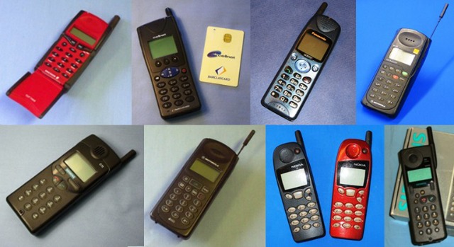 Teléfonos 2G de mitad de la década de los noventa.