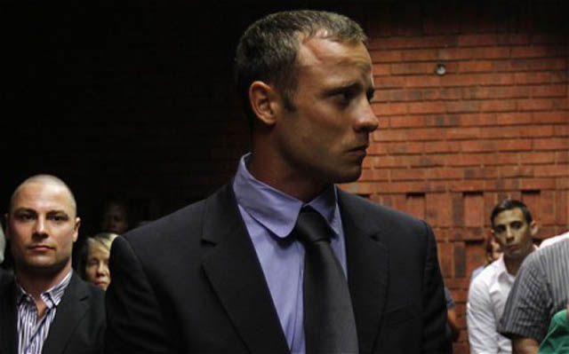 Pistorius awaits the start of court proceedings in the Pretoria Magistrates court