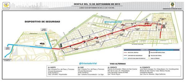 por donde pasara el desfile 16 sep