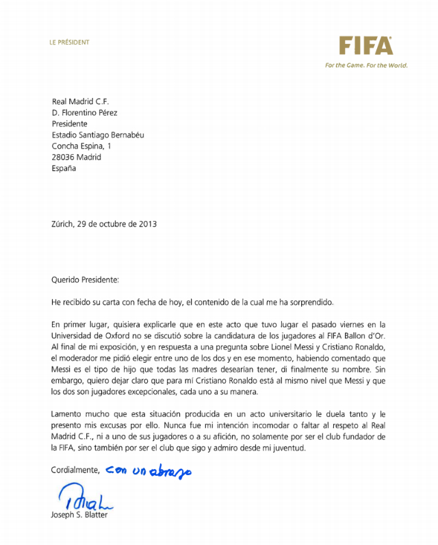 carta de blatter