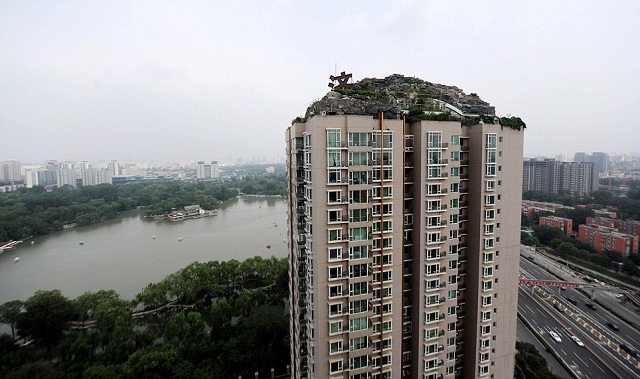 Rocky style villa on the roof of a tower block, Haidian, China - 12 Aug 2013