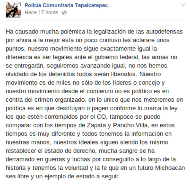 autodefensas legalizacion mañana