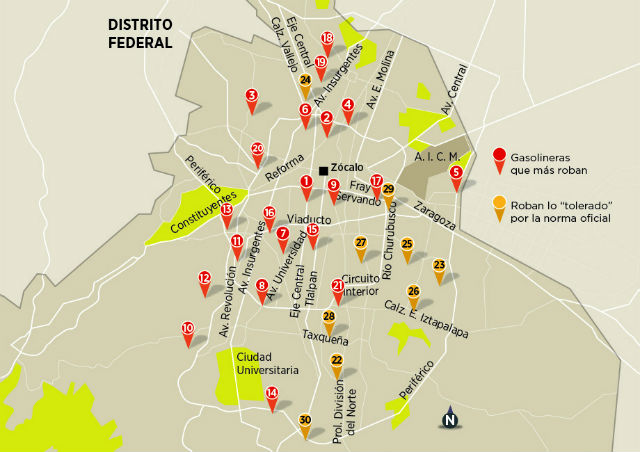 MAPA GASOLINERÍAS DF