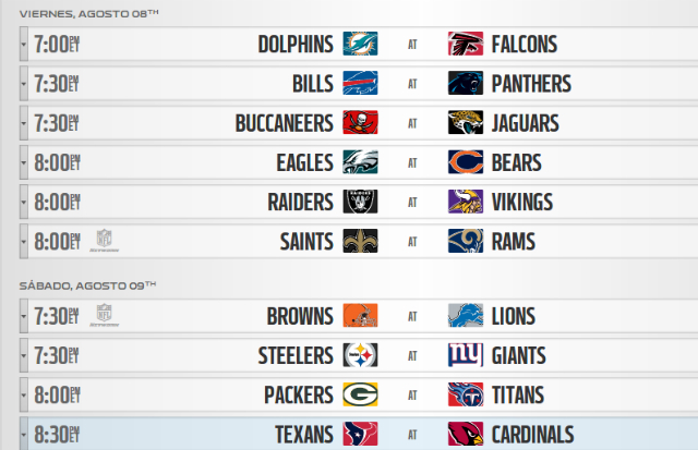 pretemporada 14 nfl