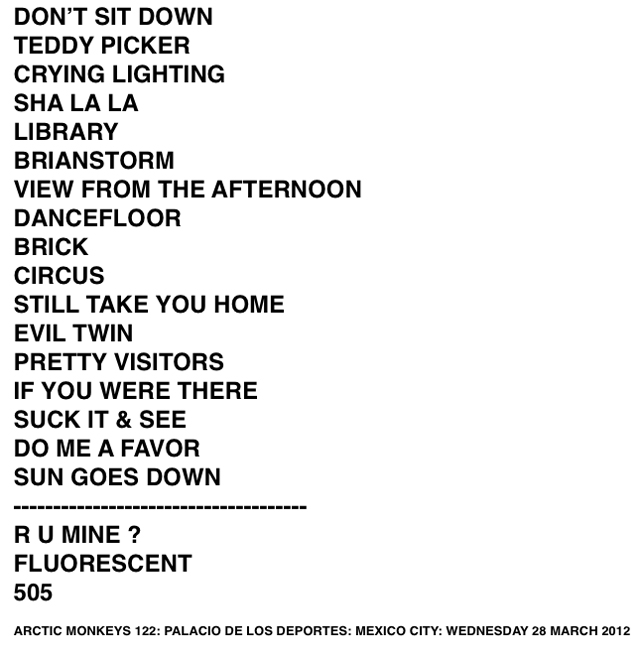 Setlist Arctic Monkeys en Mexico