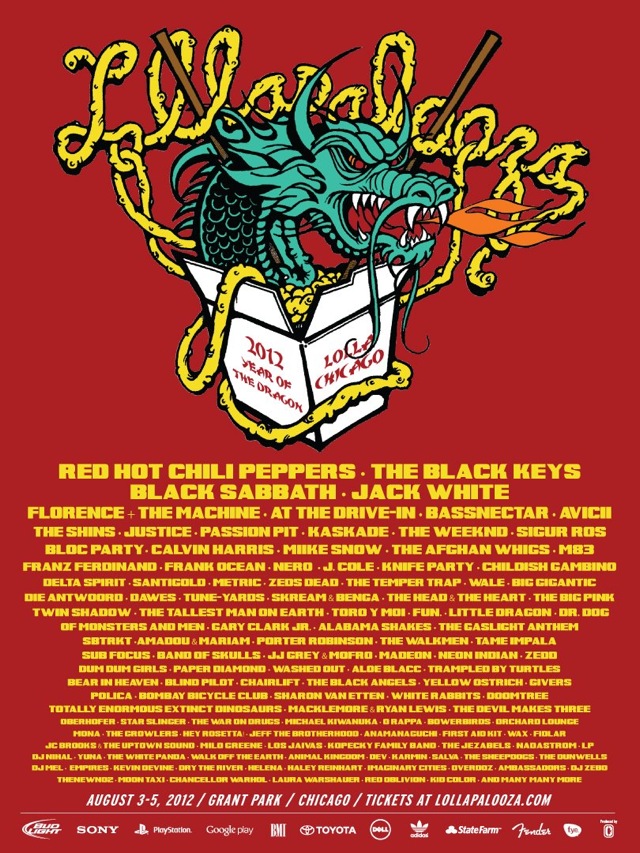 Lollapalooza Chicago cartel 2012