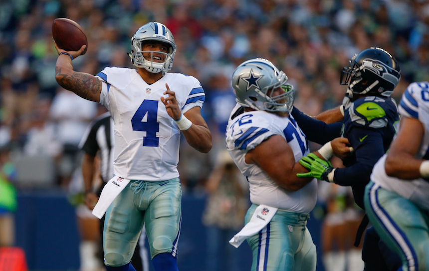 Dak Prescott en el partido contra Seattle 