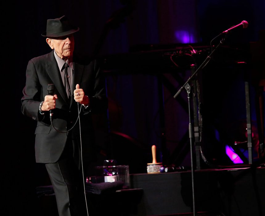 NEW YORK, NY - APRIL 06: Singer/musician Leonard Cohen performs at Radio City Music Hall on April 6, 2013 in New York City. (Photo by Jemal Countess/Getty Images)