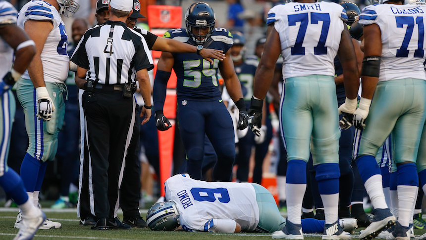 Tony Romo se lastimó la espalda contra Seattle 