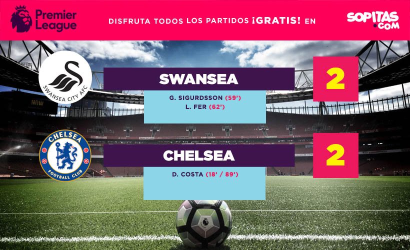 Swansea y Chelsea nos dieron un gran partido que terminó 2-2 