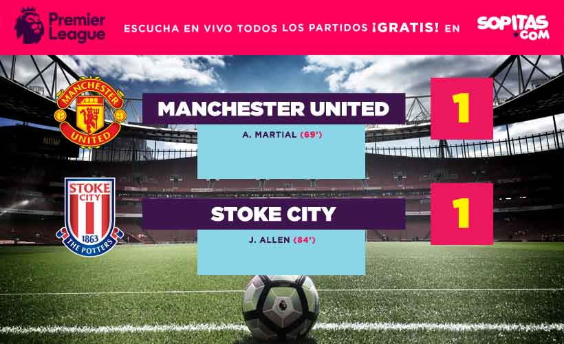 Manchester United no pudo con el Stoke City e igualó el encuentro 