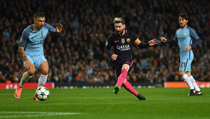 messi marcó el primer gol contra el Manchester City 