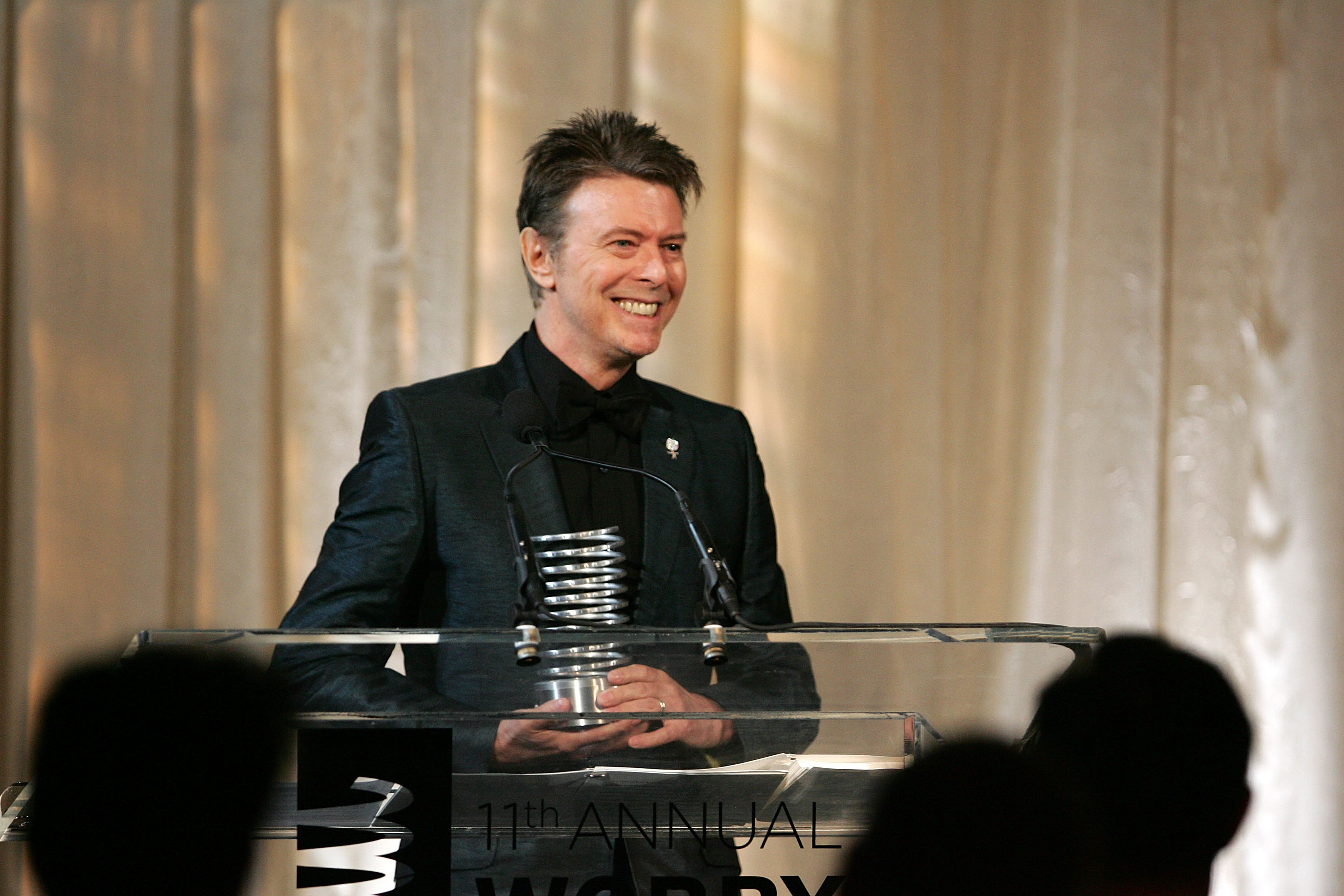 NEW YORK - JUNE 05: Musician David Bowie speaks onstage while accepting the Webby Lifetime Achievement award at the 11th Annual Webby Awards at Chipriani Wall Street on June 5, 2007 in New York City. (Photo by Bryan Bedder/Getty Images)