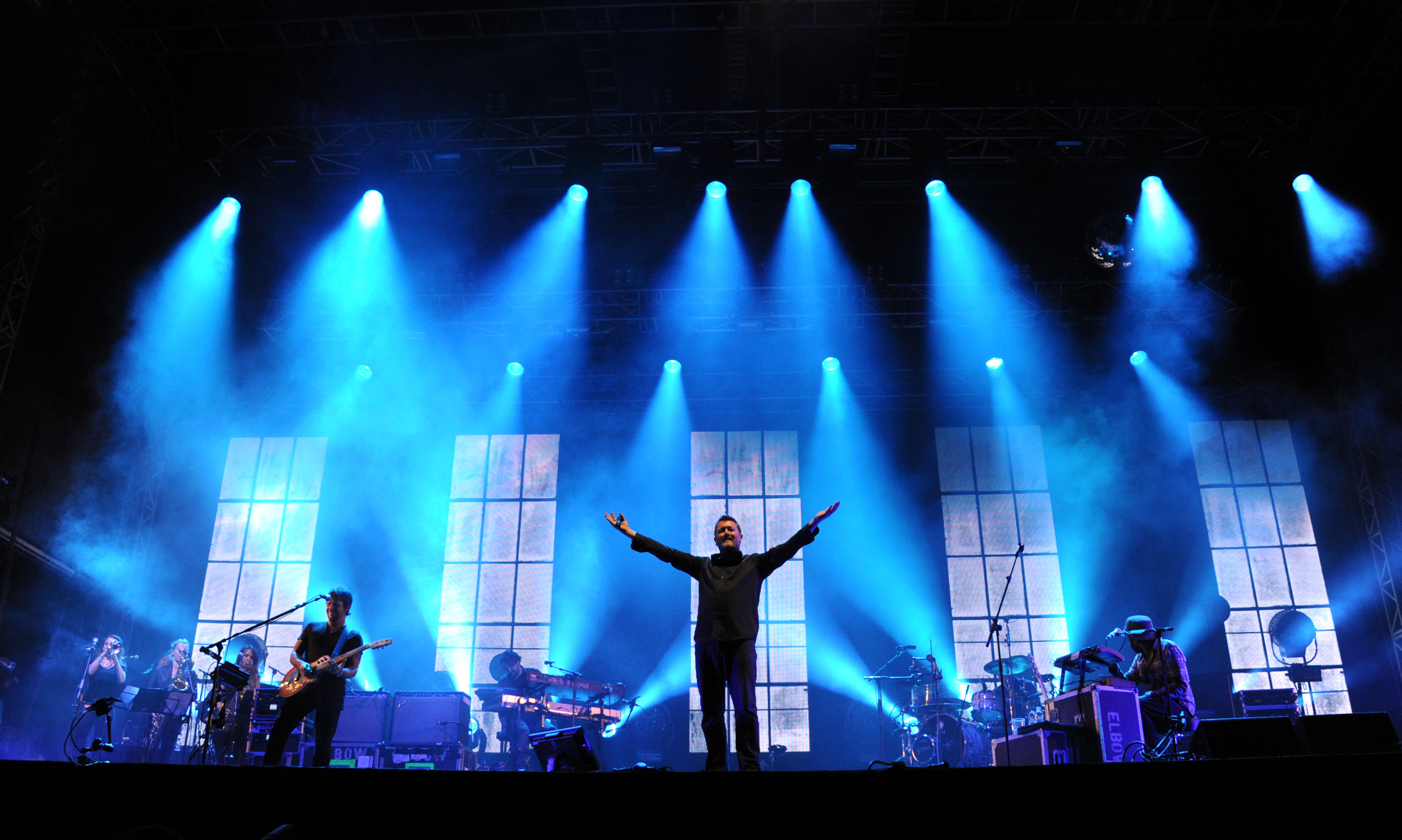 CHELMSFORD, ENGLAND - AUGUST 16: Guy Garvey of Elbow performs on Day 1 of the V Festival at Hylands Park on August 16, 2014 in Chelmsford, England. (Photo by Stuart C. Wilson/Getty Images)