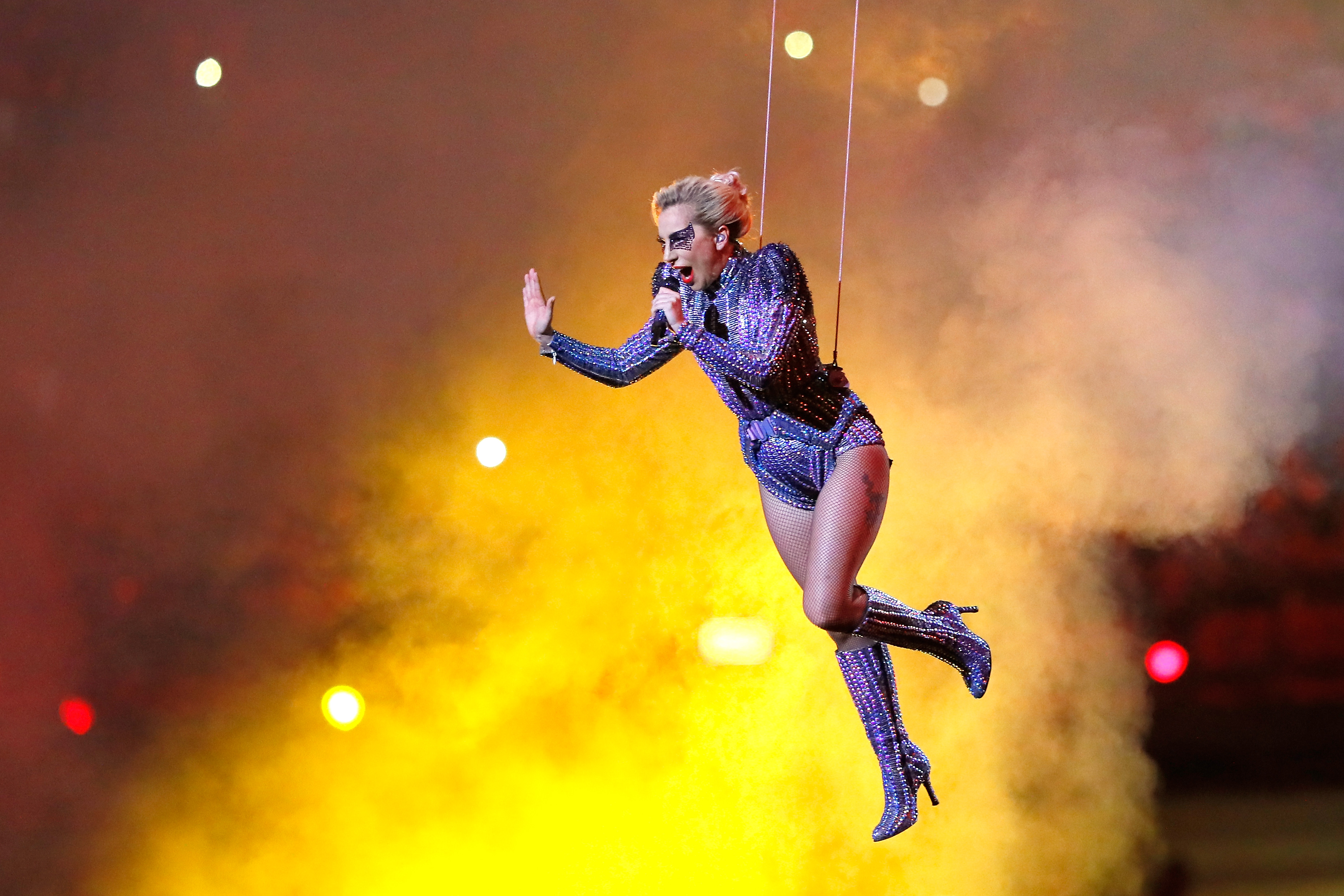 HOUSTON, TX - FEBRUARY 05: Lady Gaga performs during the Pepsi Zero Sugar Super Bowl 51 Halftime Show at NRG Stadium on February 5, 2017 in Houston, Texas. (Photo by Kevin C. Cox/Getty Images)