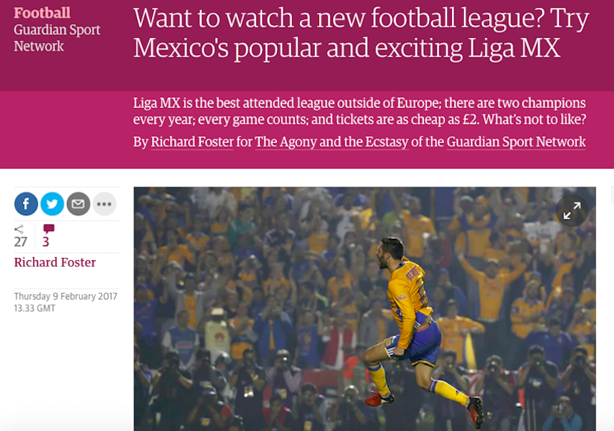 Reportaje de The Guardian de la Liga MX