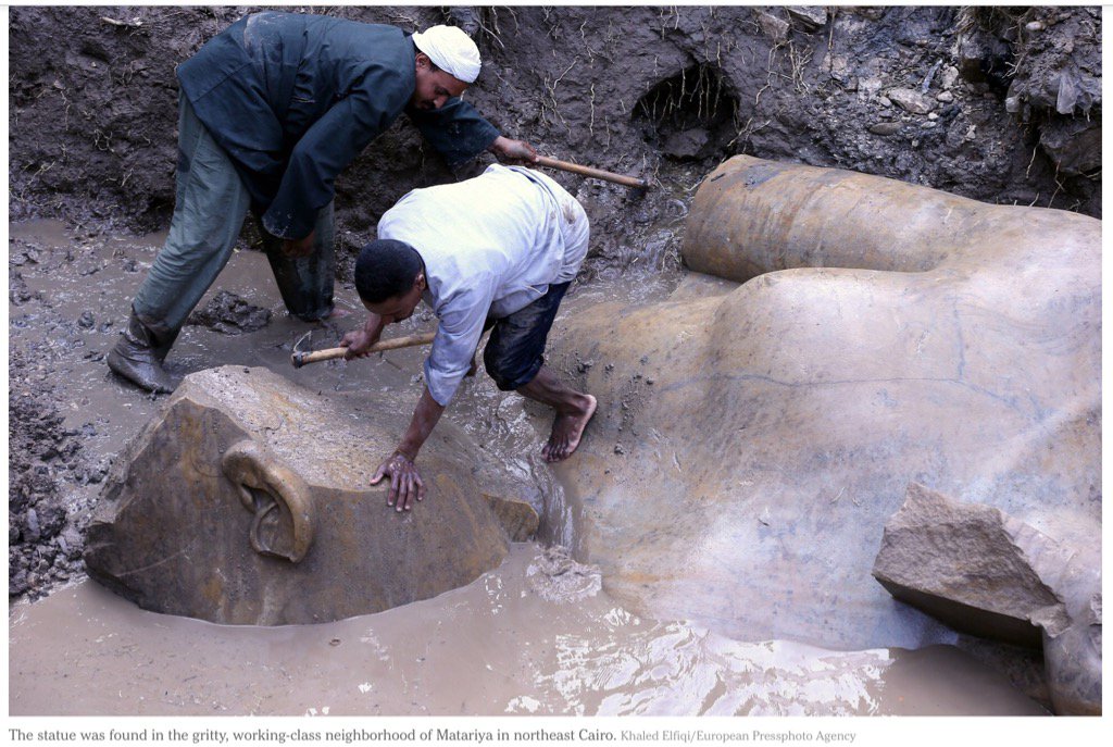 Proceso de extracción de la estatua de Ramsés II 