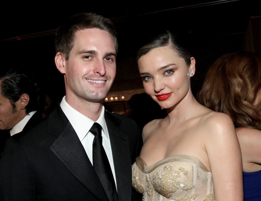 Evan Spiegel y Miranda Kerr