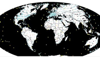 Mapa con fósiles encontrados en el mundo