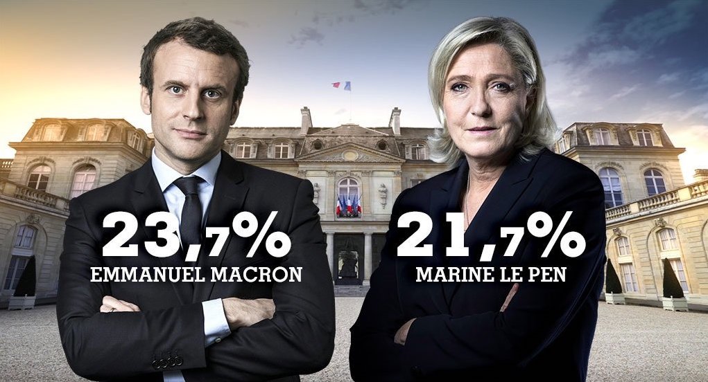 Marine Le Pen y Emmanuel Macron