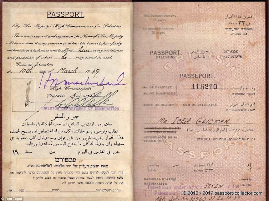 Pasaporte de Palestina Británica