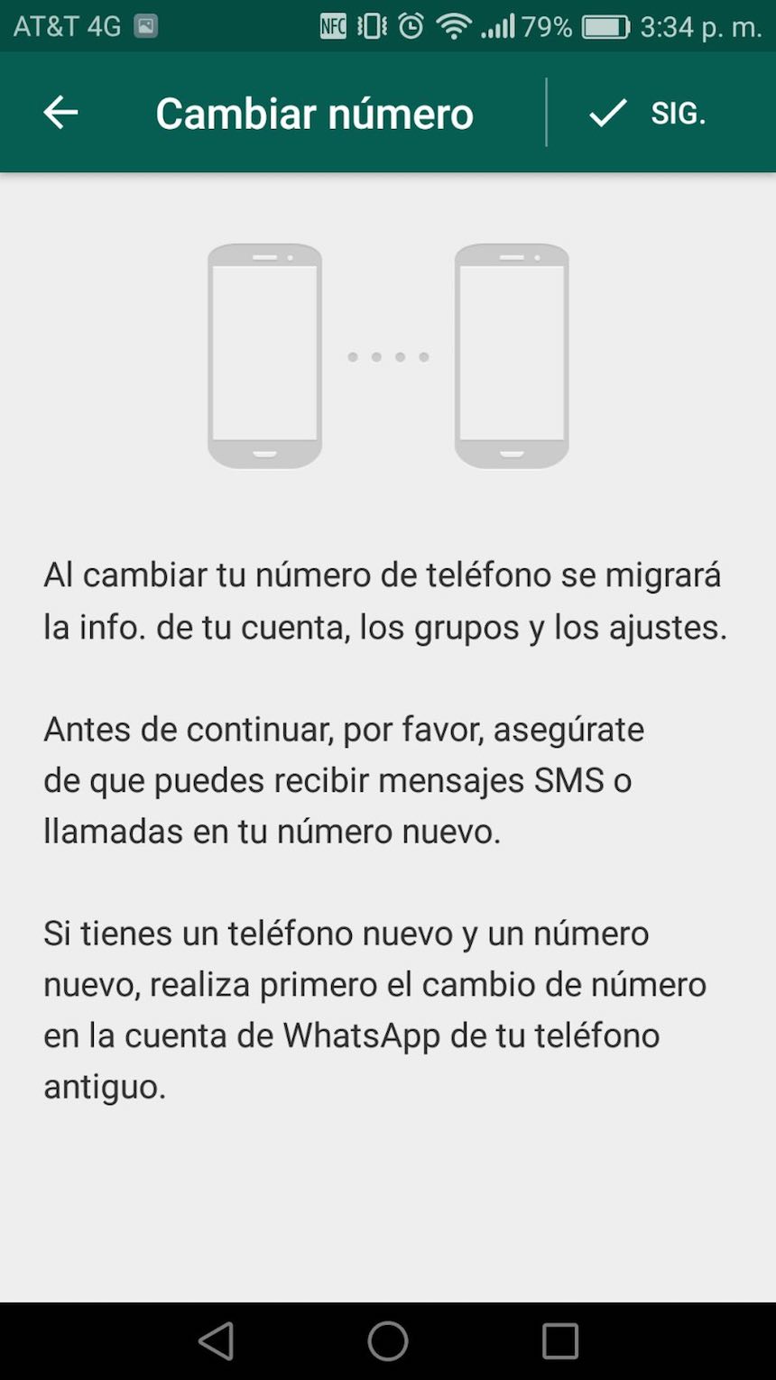 WhatsApp - Cambio de número