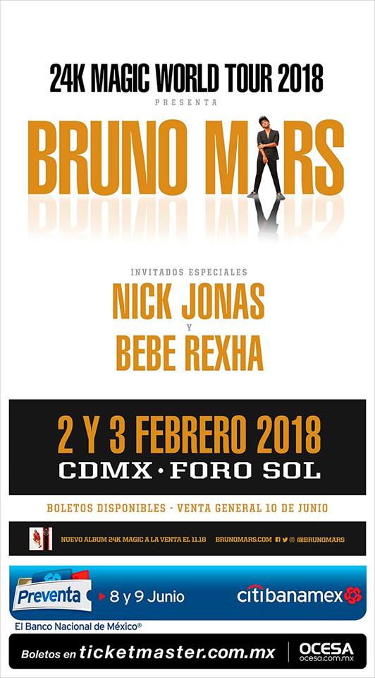 ¡Bruno Mars anuncia una serie de conciertos en México!