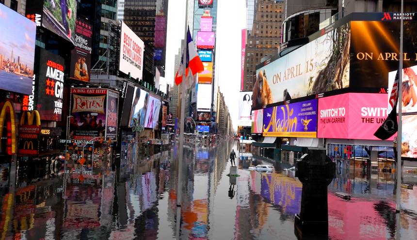 Artistas hacen video de Nueva York inundada