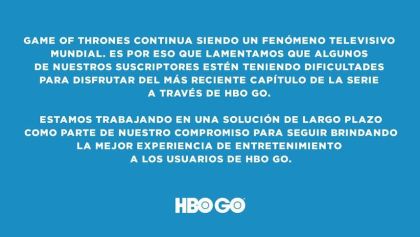 Comunicado ante la segunda caída de HBO GO