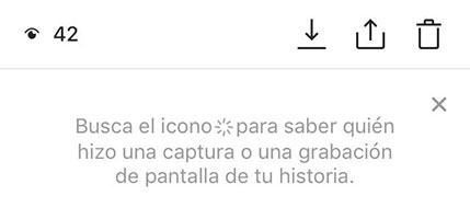 esta es la notificación que te aparecerá de ahora en adelante para que sepas cuando toman screenshot de tus Instagram stories