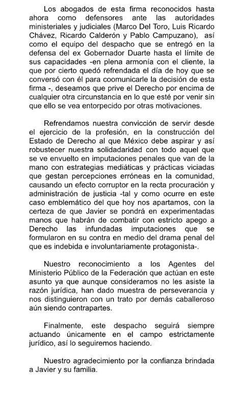 comunicado-despacho-abogados-Del Toro Carazo- Javier Duarte