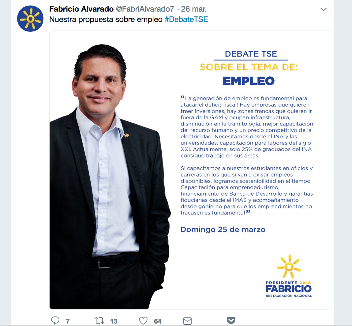 Fabricio Alvarado candidato del RN elecciones Costa Rica