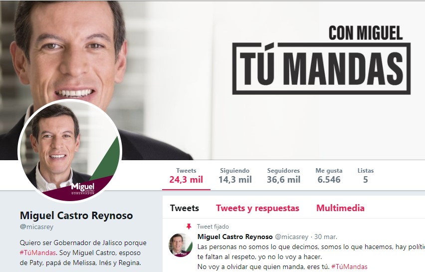 Página Twitter de Miguel Castro