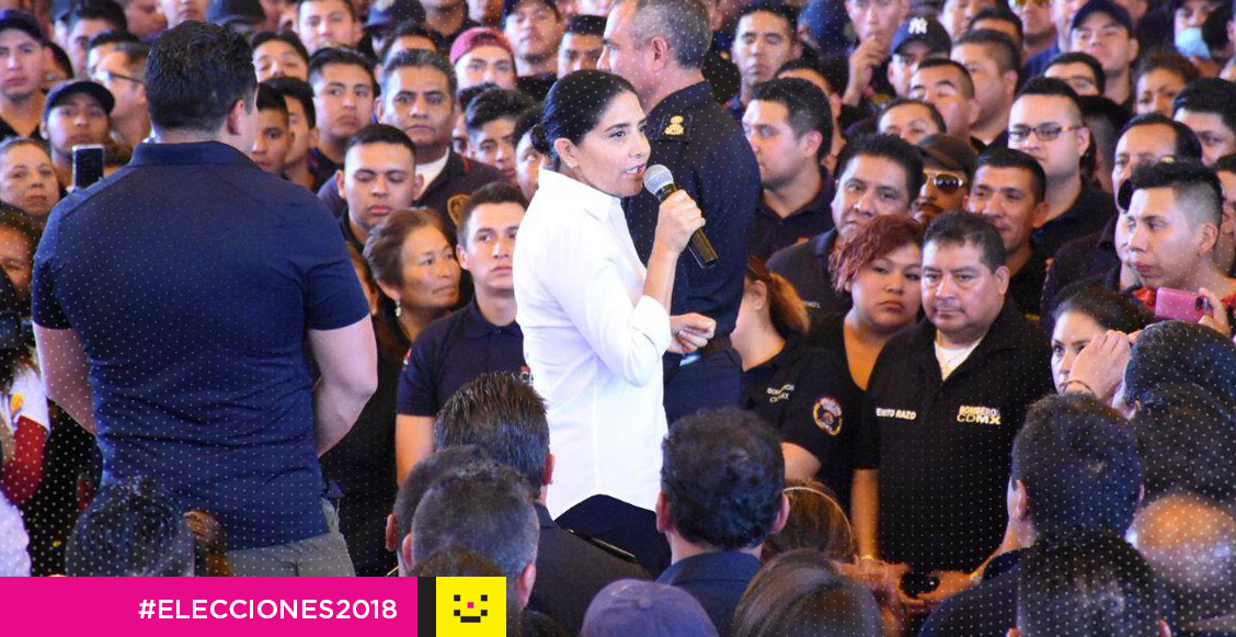 Alejandra Barrales mitin bomberos