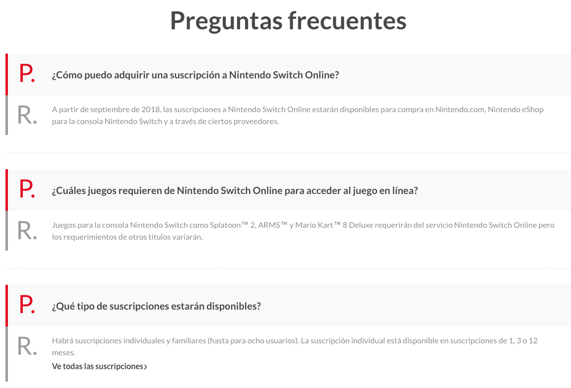 FAQ de Nintendo Switch