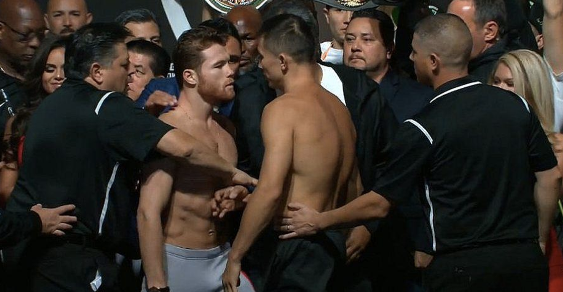 Seestanpeliando! El 'Canelo' y Golovkin casi se agarran antes de la pelea