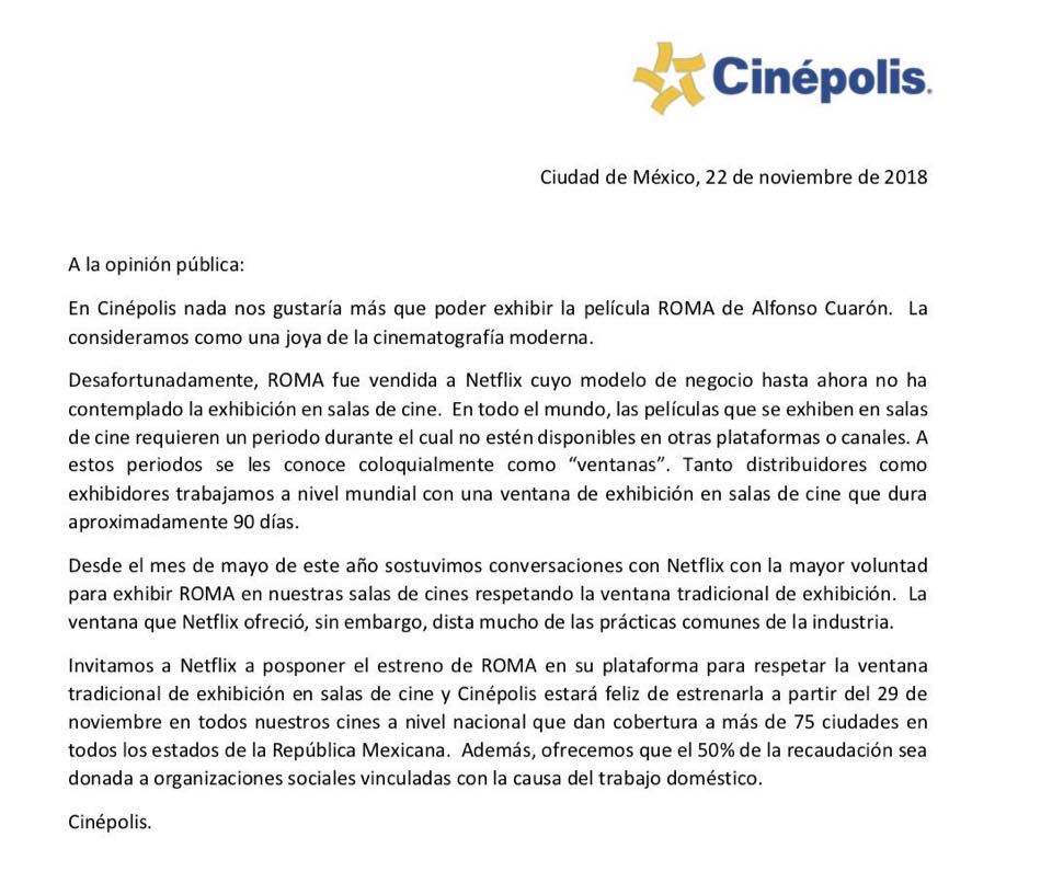 cinepolis-pide-netflix-retrasar-roma-cuaron-comunicado