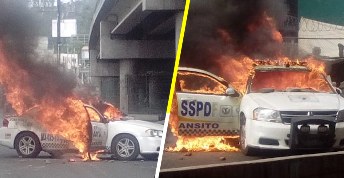 Saqueos e incendios de patrullas ante el bloqueo en la México-Pachuca