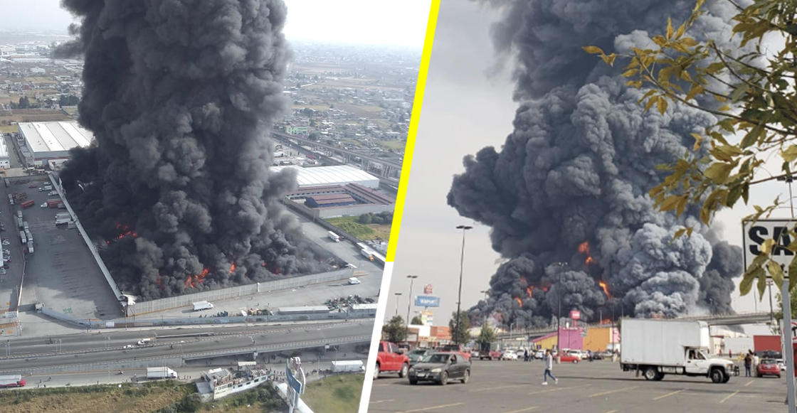 Se registra fuerte incendio en bodega de telas en Toluca