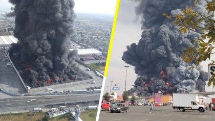 Se registra fuerte incendio en bodega de telas en Toluca