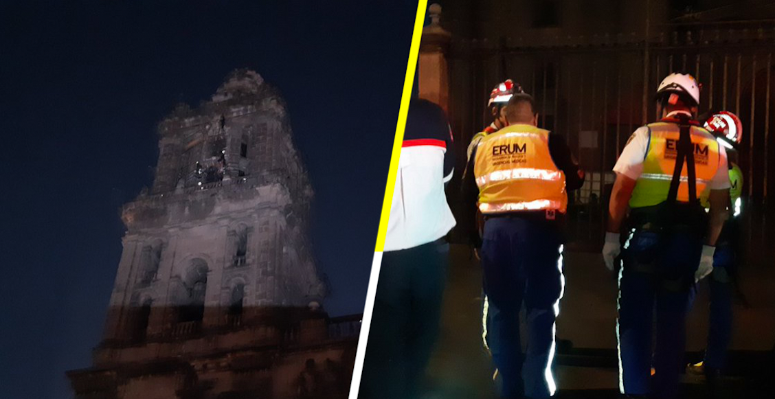 Rescatan a sujeto que subió al campanario de la Catedral Metropolitana