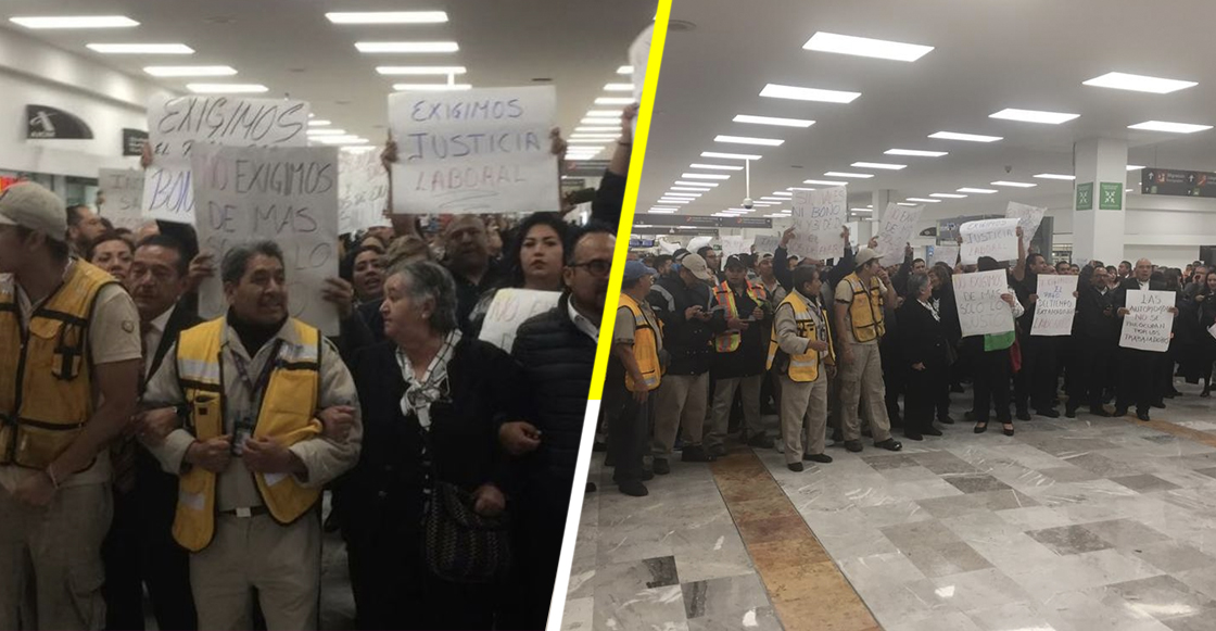 Esta mañana trabajadores del AICM se manifestaron en la Terminal 1 ¿por qué?